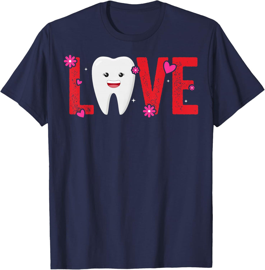 Love - Valentine's Day Dental Assistant Hygienist T-Shirt - Navy Blue