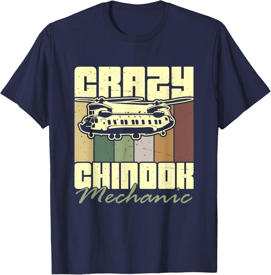Chinook Helicopter Mechanic Military Aviation CH-47 Chinook T-Shirt - Navy Blue