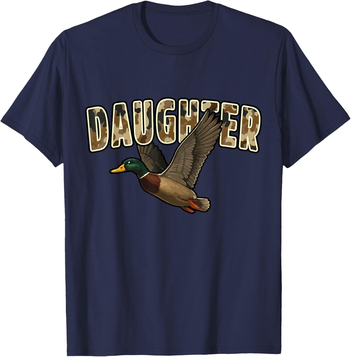 Camouflage Vintage Mallard Duck Retro Camo Hunting Daughter T-Shirt - Navy Blue