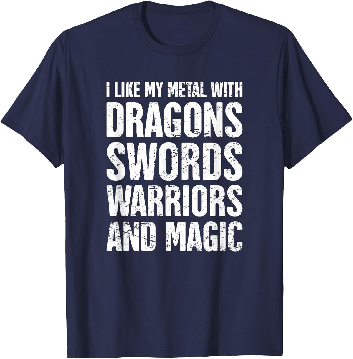 Power Metal / Funny Fantasy Power Metal T-Shirt - Navy Blue