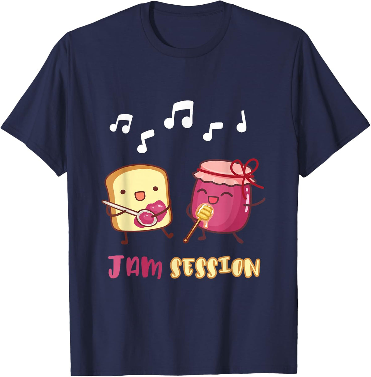 Jam Session Funny Peanut Butter Jelly Music Pun Gift T Shirt T-Shirt - Navy Blue