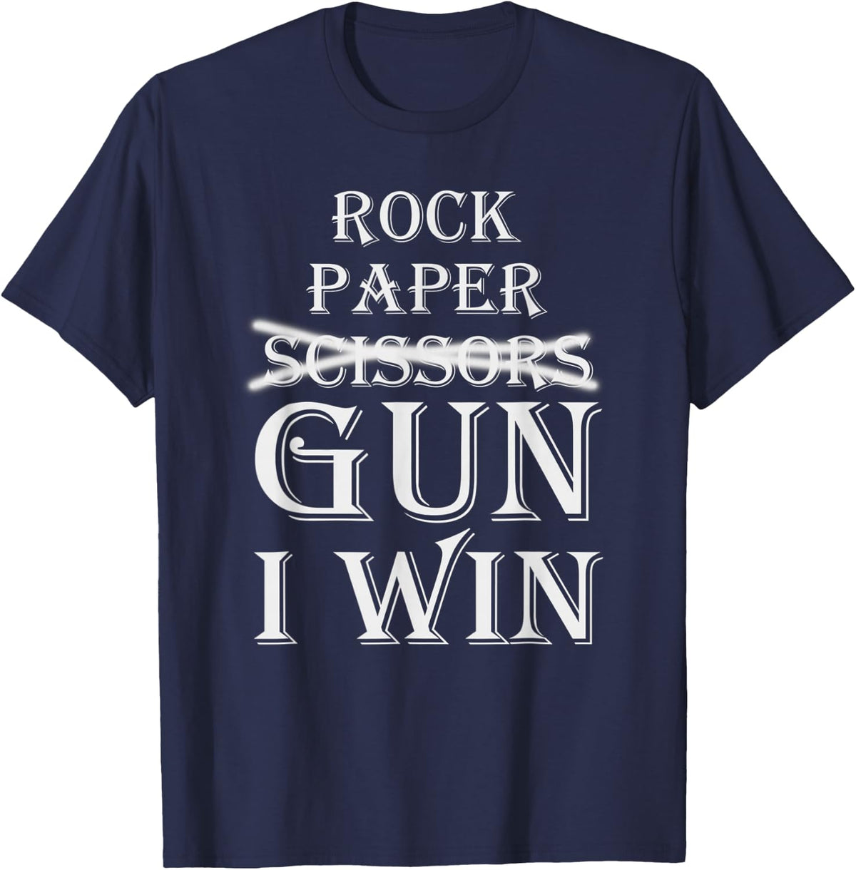 Rock Paper Gun I Win T-Shirt - Navy Blue