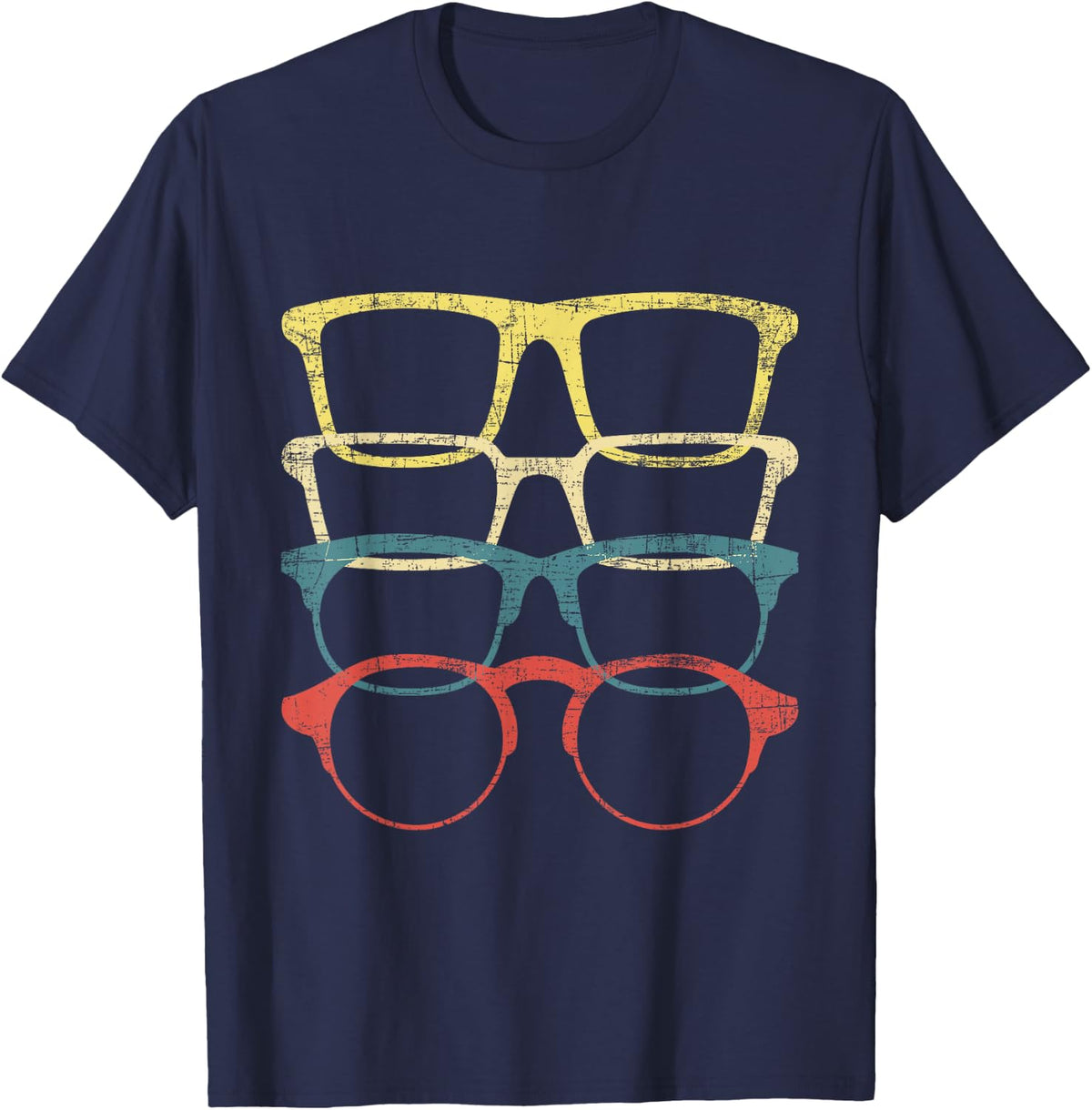 Retro Eyeglasses Optometrist Ophthalmologist Eye Doctor Tees T-Shirt - Navy Blue
