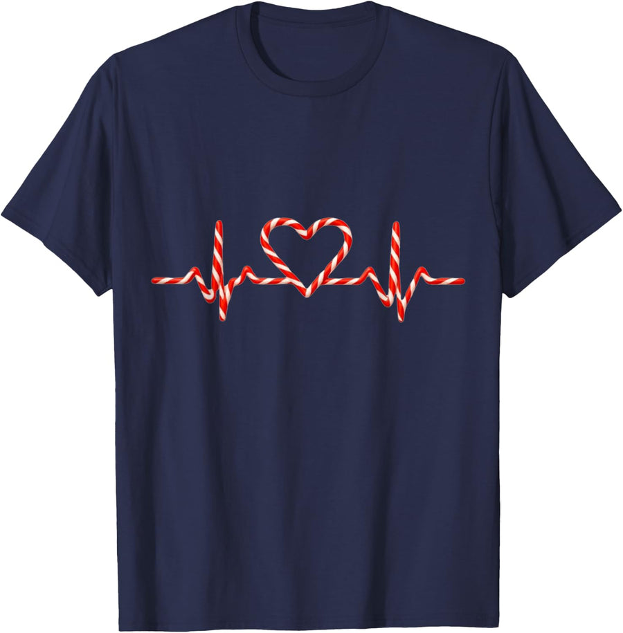 Medical Christmas Shirt Cardiology RN Nurse Doctor EKG T-Shirt - Navy Blue