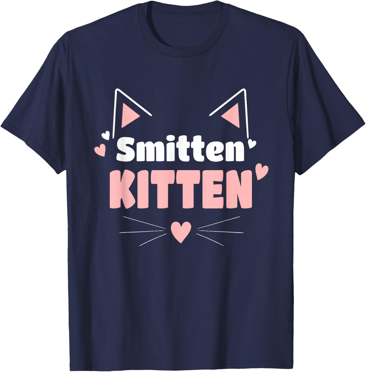 Funny Cat T-Shirt - Smitten Kitten T-Shirt - Navy Blue