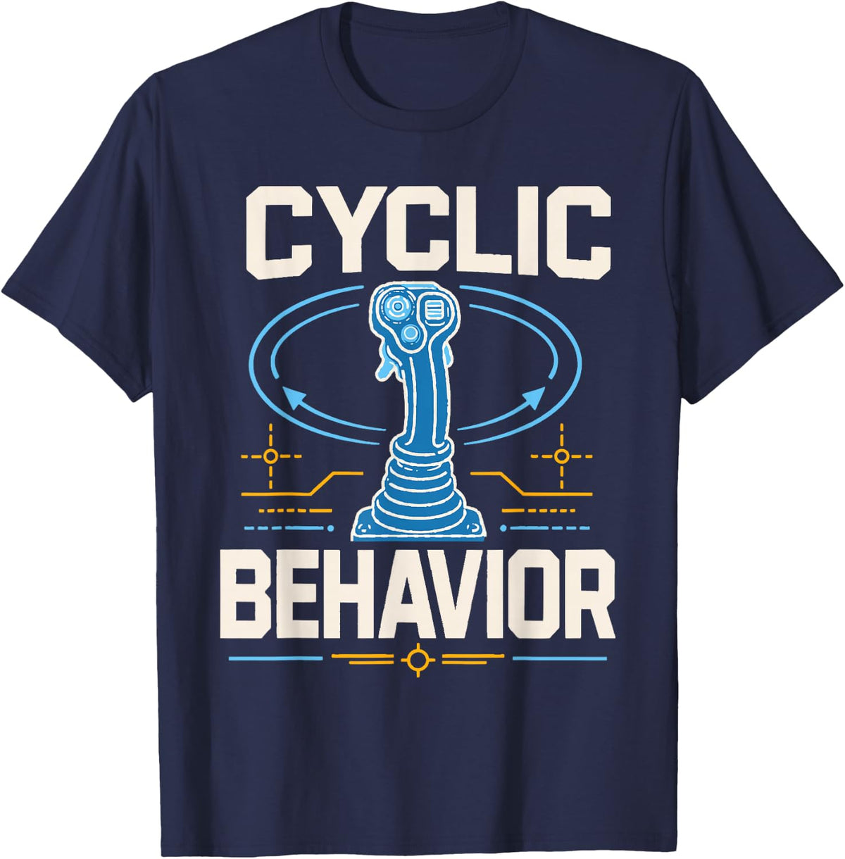 Cyclic Behavior Helicopter Pilot Flight Controls T-Shirt - Navy Blue