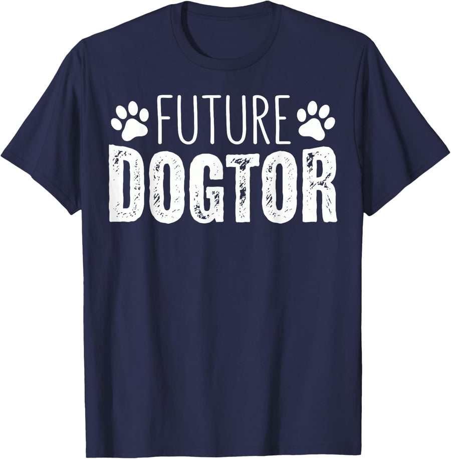 Future Dogtor Funny Veterinarian Vet Student Animal Doctor T-Shirt - Navy Blue