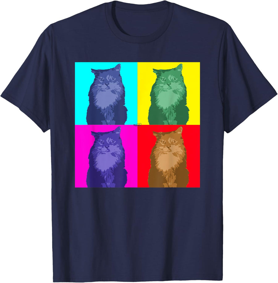 Maine Coon Cat Pop Art t-shirt T-Shirt - Navy Blue