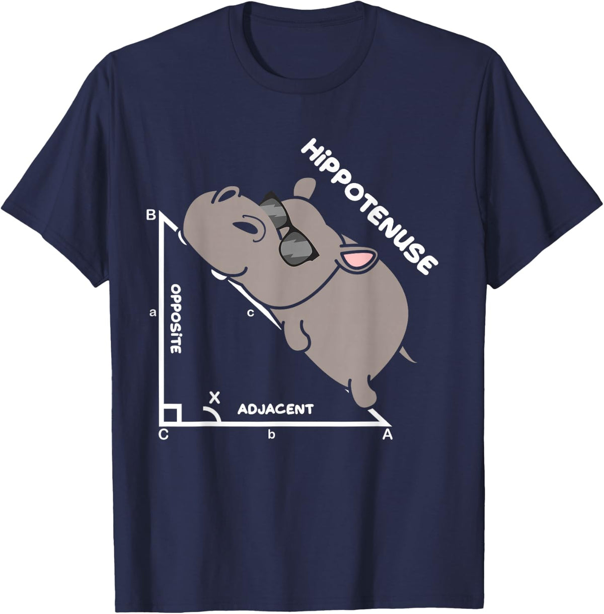 Funny Geometry Hypotenuse Math Mathematics Teacher T-Shirt - Navy Blue