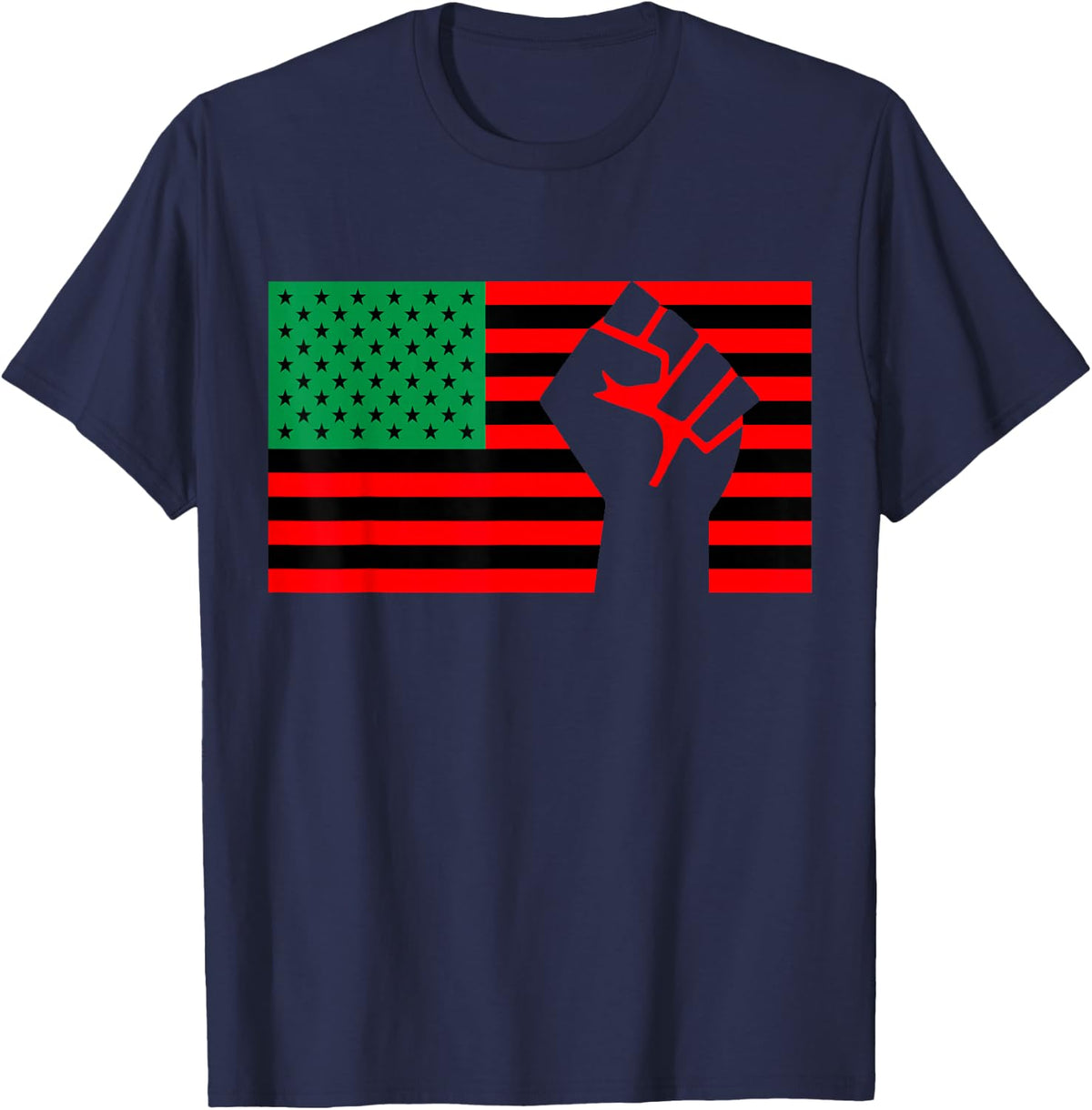 Black Lives Matter Pan African American UNIA Flag Juneteenth T-Shirt - Navy Blue