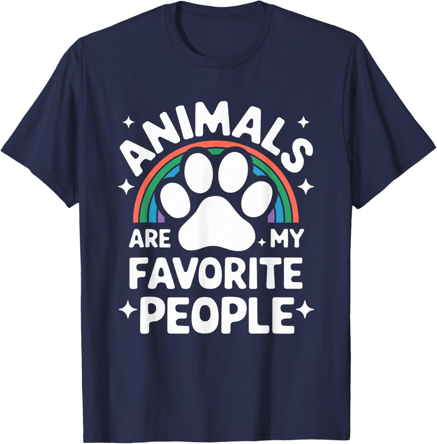 Animals are My Favorite People, Vet Tech and Veterinarian T-Shirt - Navy Blue
