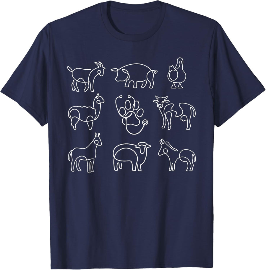 Farm Veterinarian Vet Tech Country Veterinary Medicine Grad T-Shirt - Navy Blue