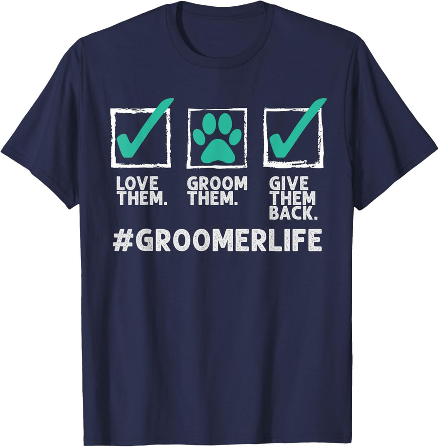 Funny Dog Groomer Gift For Men Women Cool Pet Dog Grooming T-Shirt - Navy Blue