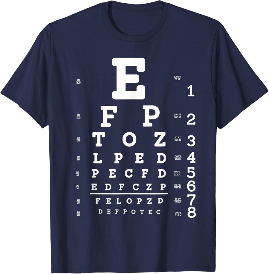 Snellen Test Chart Optometry Eye Exam T-Shirt - Unisex T-Shirt - Navy Blue