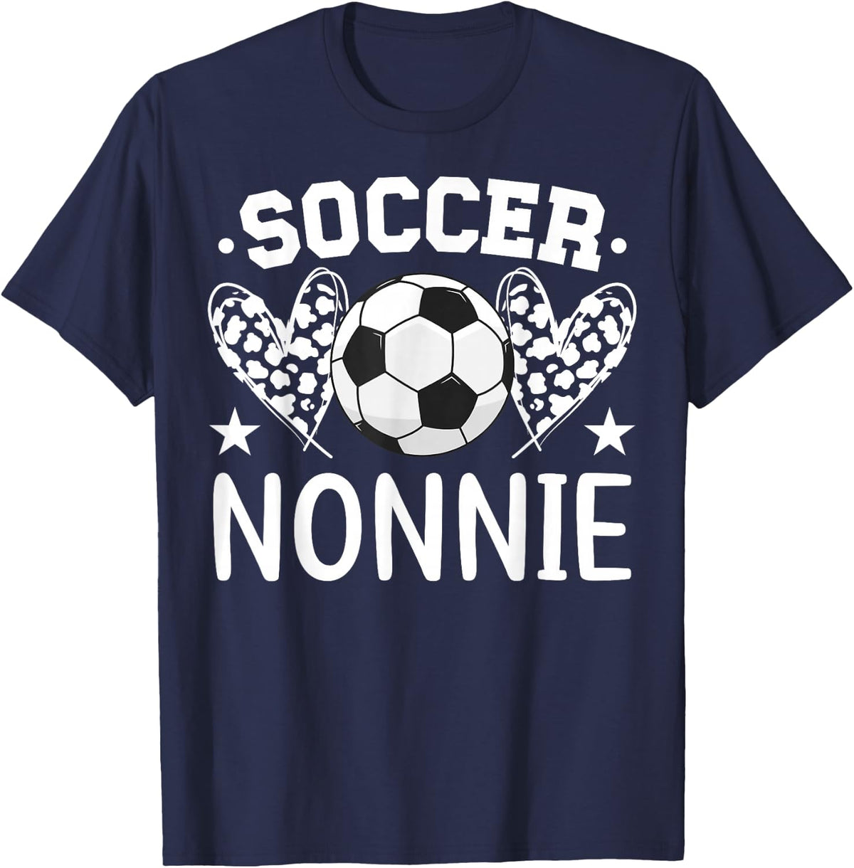 Soccer Nonnie Hearts T-Shirt For Proud Grandma Of Soccer Player Tees - Navy Blue