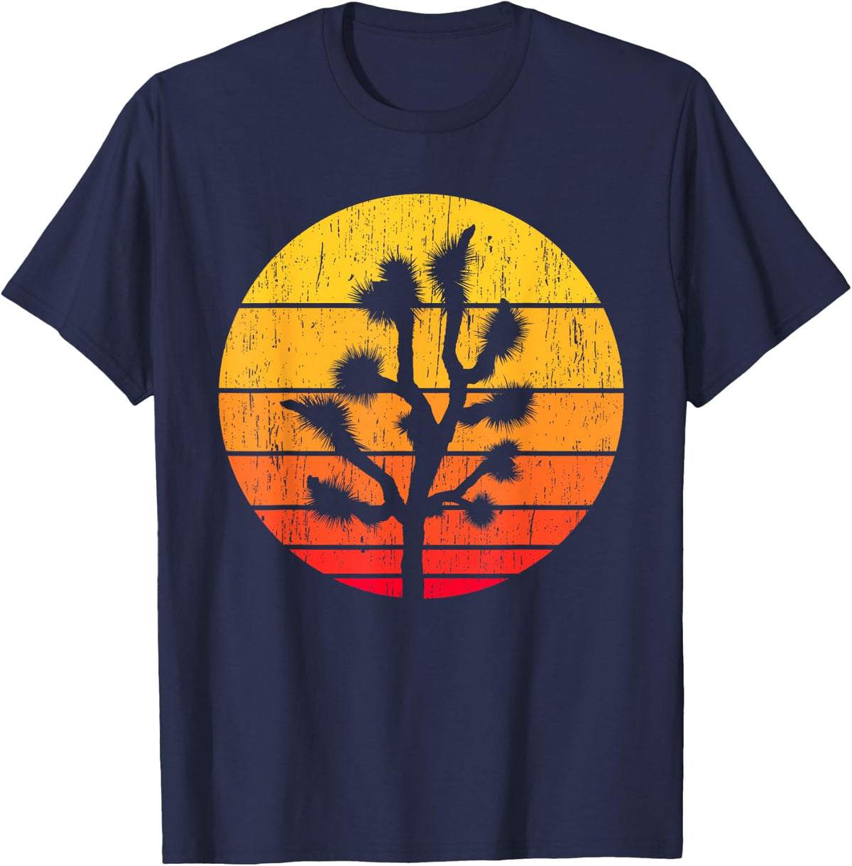 Retro Sun Joshua Tree Minimalist Nature Lover Gift Men Women T-Shirt - Navy Blue