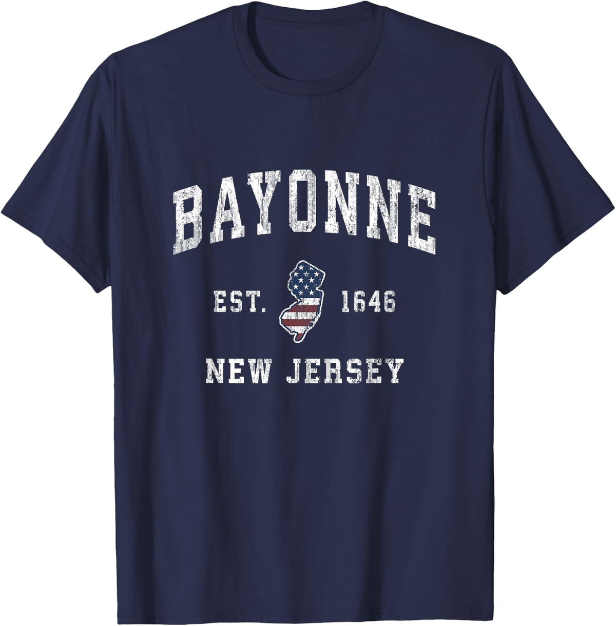 Bayonne New Jersey NJ Vintage American Flag Sports Design T-Shirt - Navy Blue