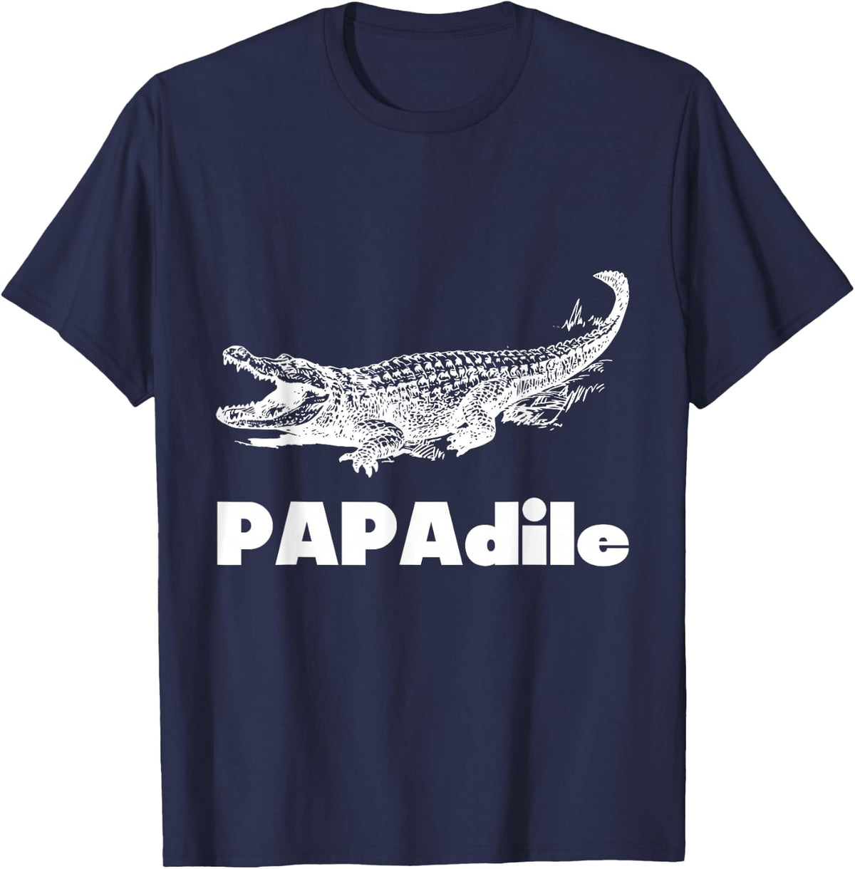 PAPAdile Father Crocodile Dad Father's Day Papa Funny Pun T-Shirt - Navy Blue