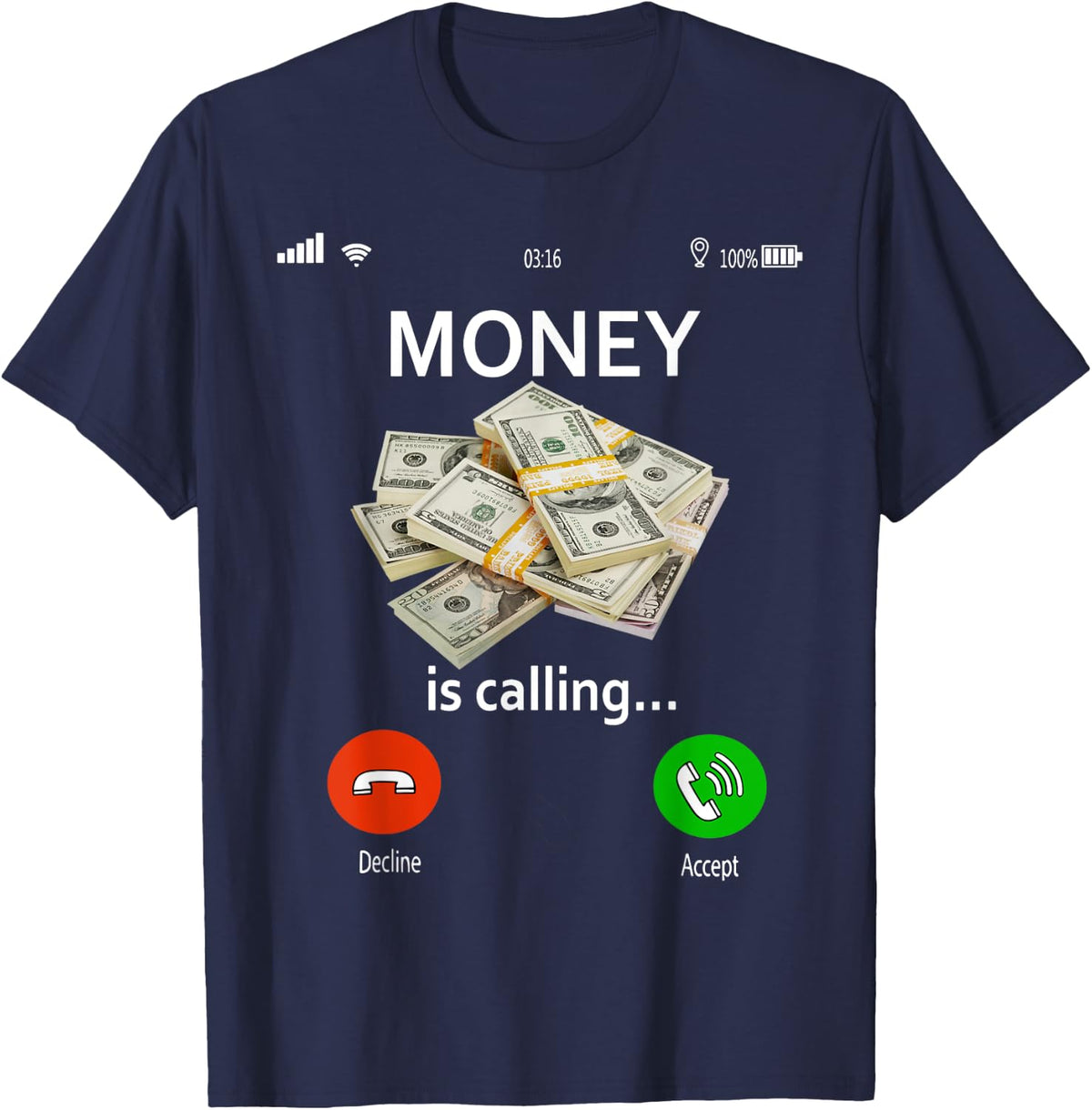 Money Is Calling Incoming Call Business Owner Entrepreneur T-Shirt - Navy Blue