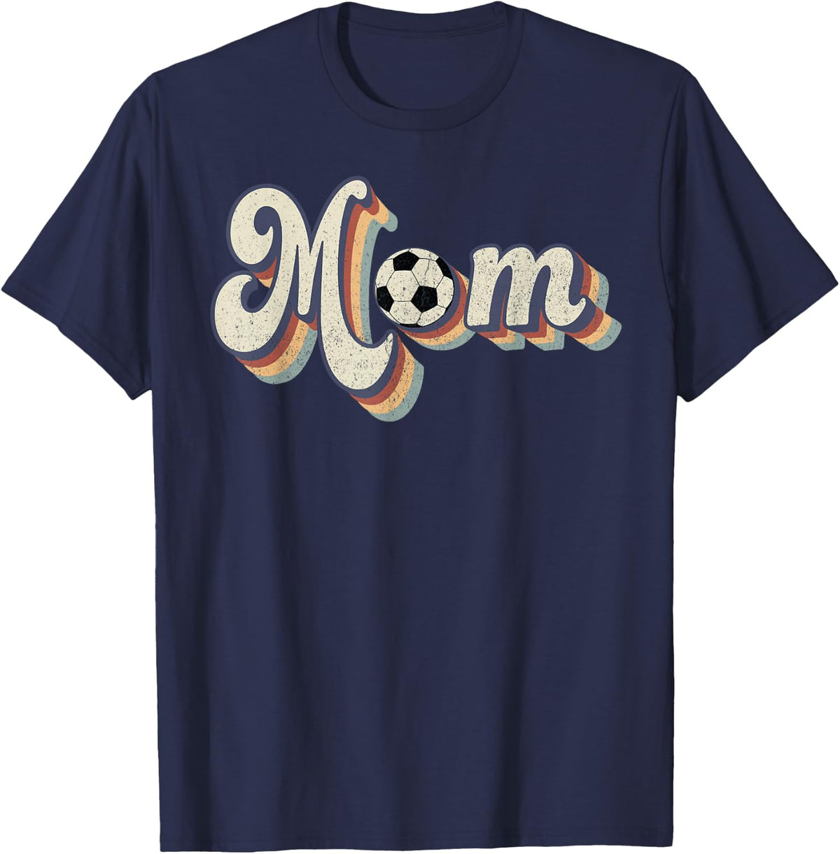 Soccer Mom Retro Soccer Mama For Women Mothers Day Groovy T-Shirt - Navy Blue