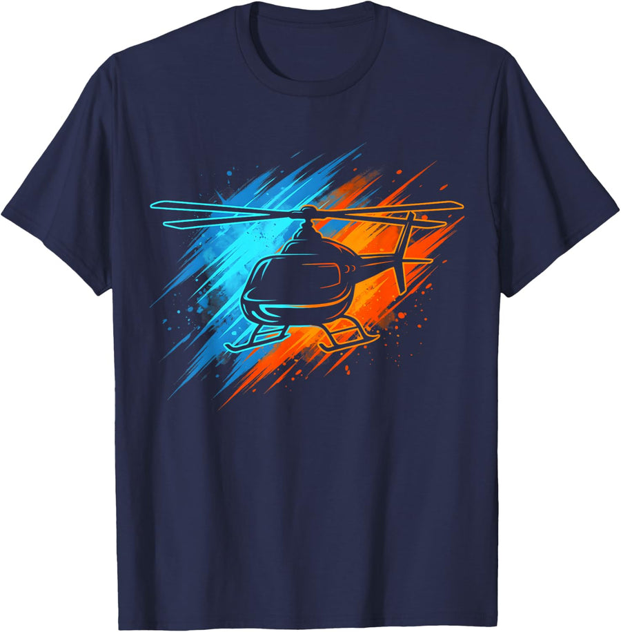 Helicopters Boys Men Kids Helicopter Pilot T-Shirt - Navy Blue
