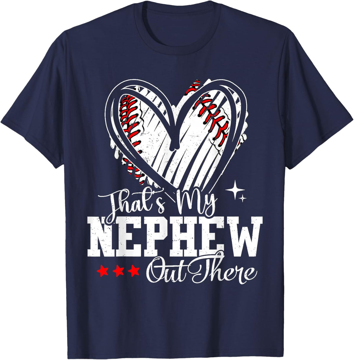 That's My Nephew Out There Baseball Aunt Heart T-Shirt - Navy Blue