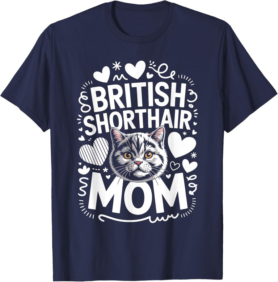 British Shorthair Mom T-Shirt - Navy Blue