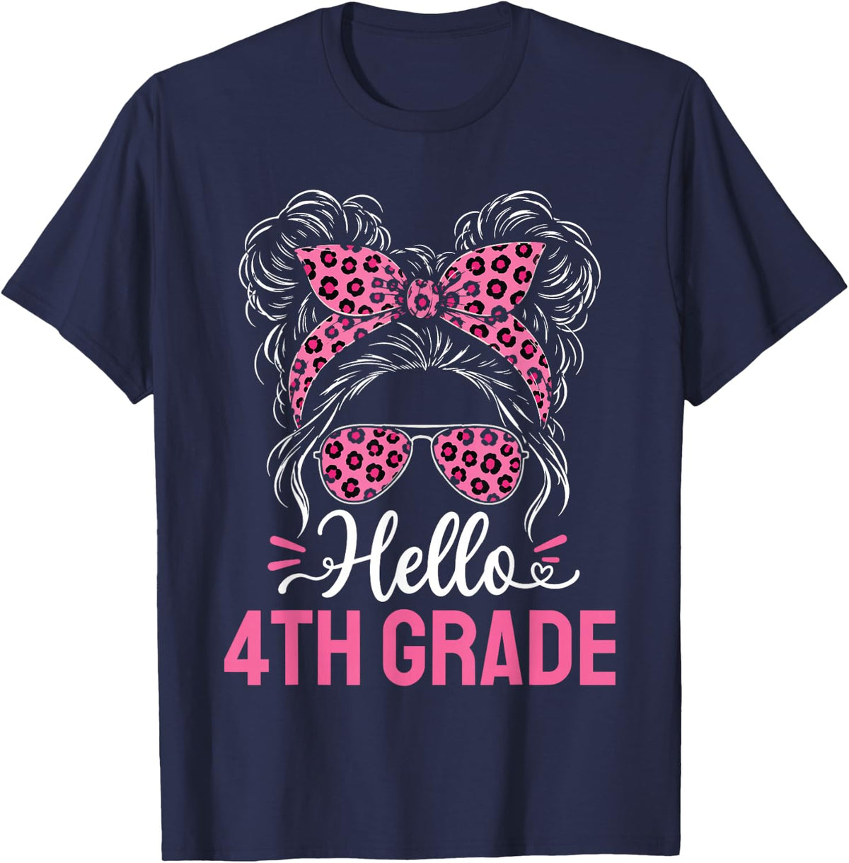 Hello 4th Grade Girl Back to School Teacher T-Shirt - Navy Blue