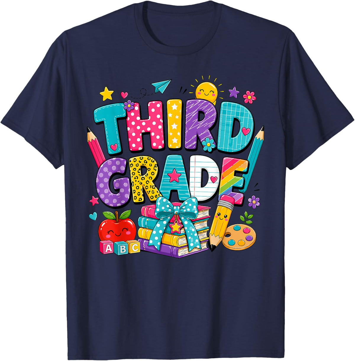 Third Grade for Boys Girls Teacher Back to School T-Shirt - Navy Blue