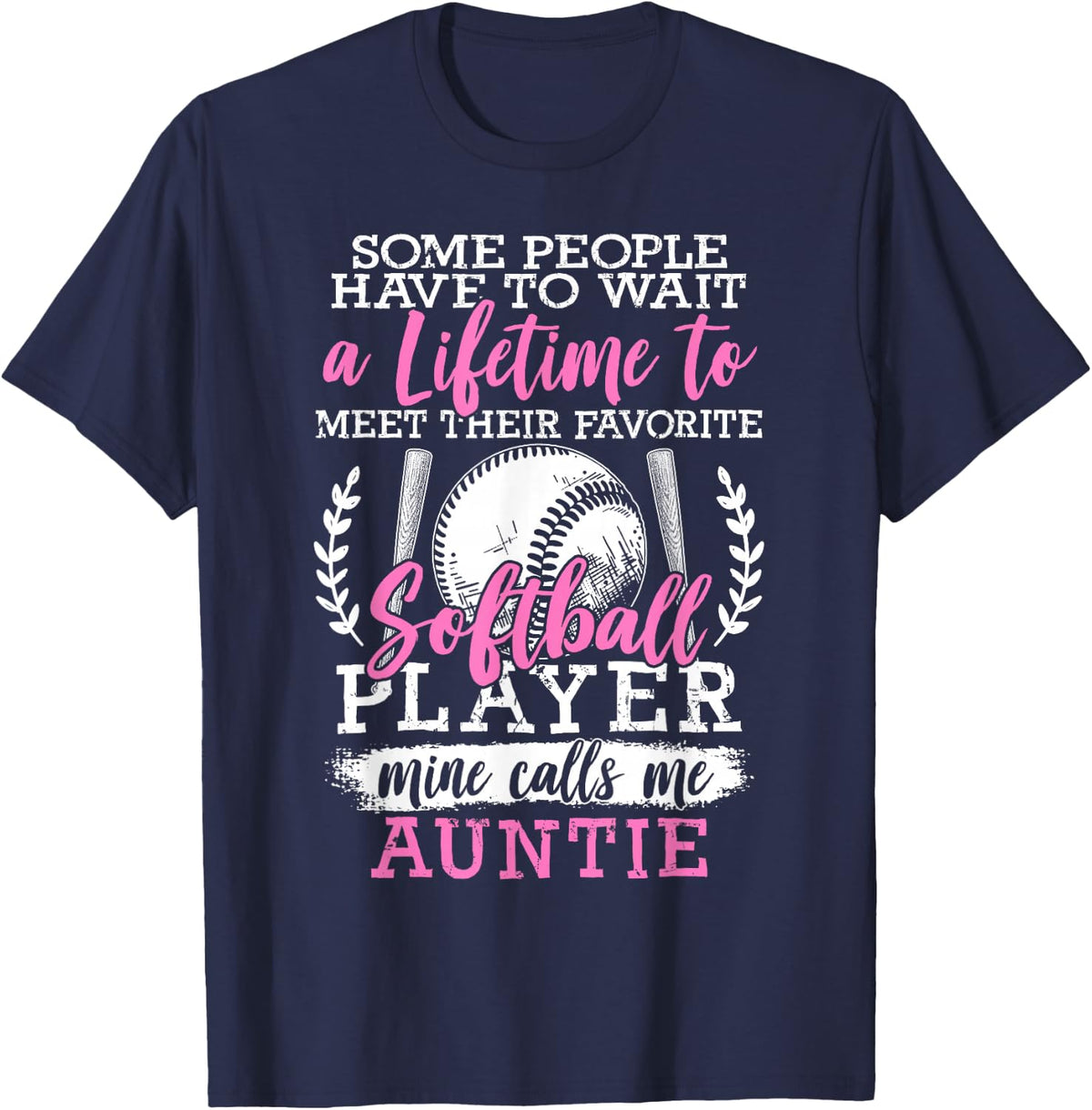 Softball Aunt of Softball Player Auntie Softball Fan T-Shirt - Navy Blue