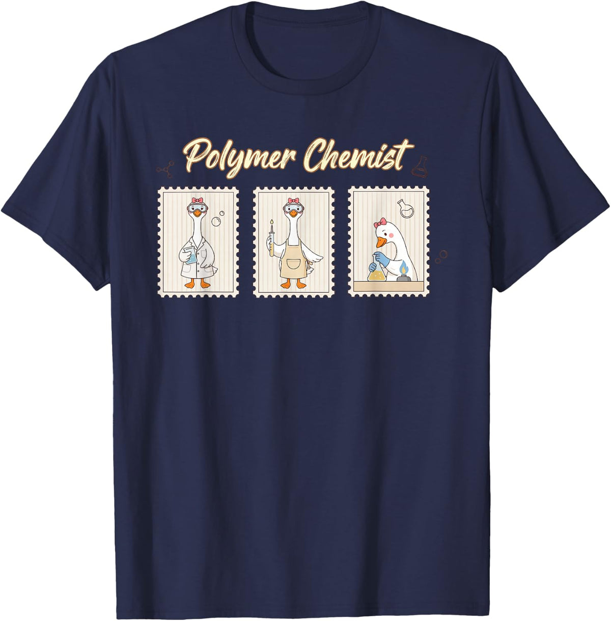 Polymer Chemist Science Researcher Macromolecular Chemistry T-Shirt - Navy Blue