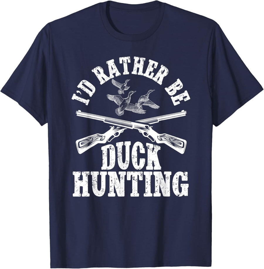 I'd Rather Be Duck Hunting Duck Hunter Duck Hunting Lover T-Shirt - Navy Blue