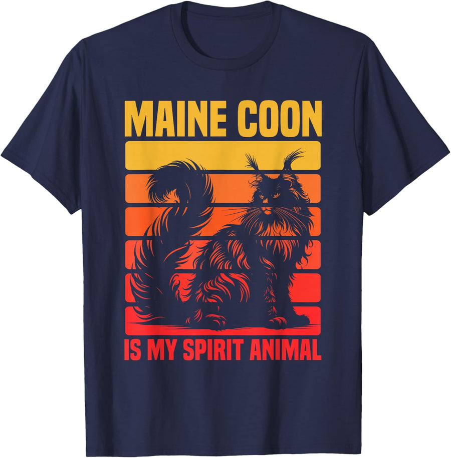 Maine Coon Cat Is My Spirit Animal T-Shirt - Navy Blue