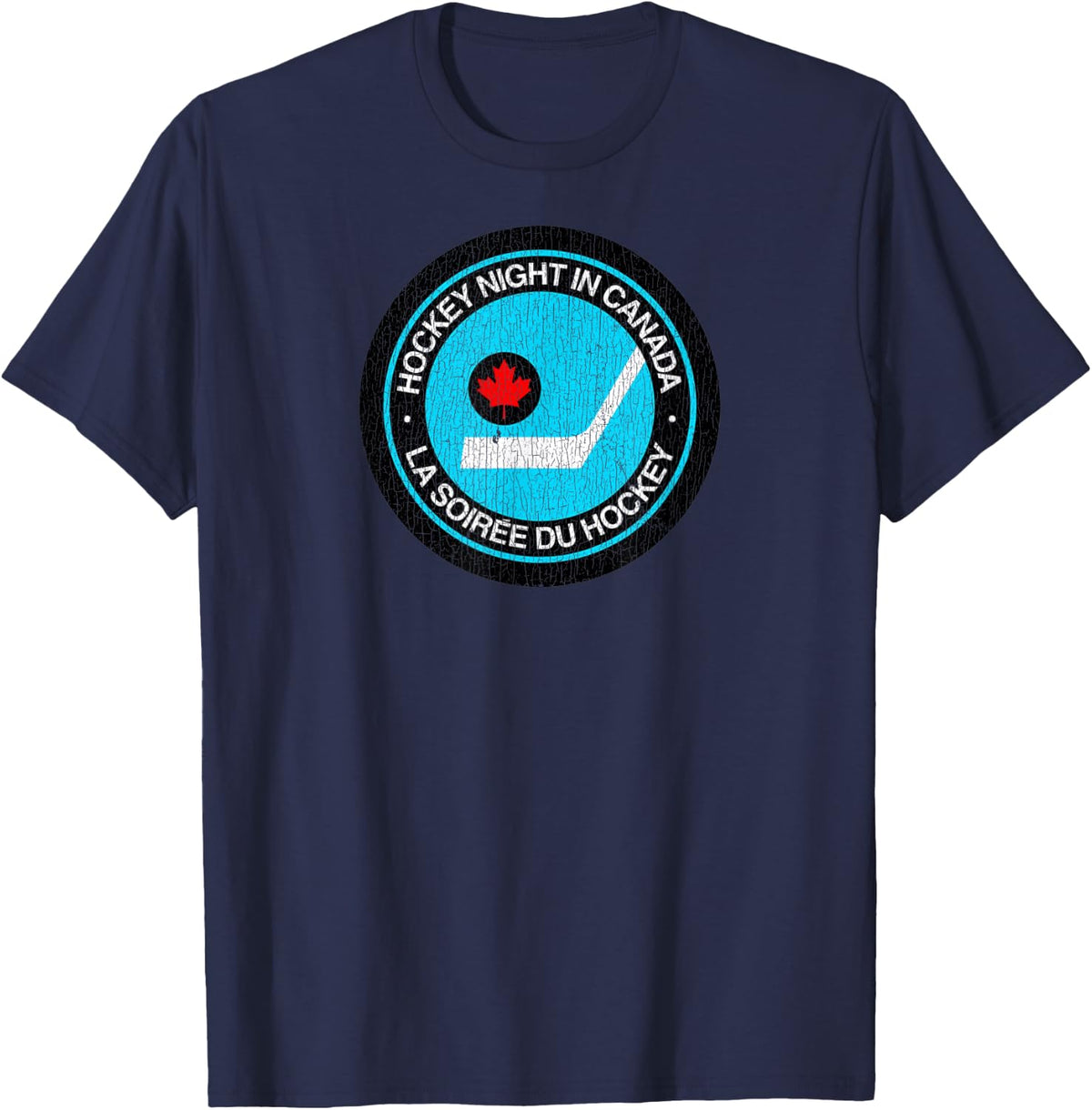 Vintage Retro Hockey Night in Canada Hockey Player Classic T-Shirt - Navy Blue