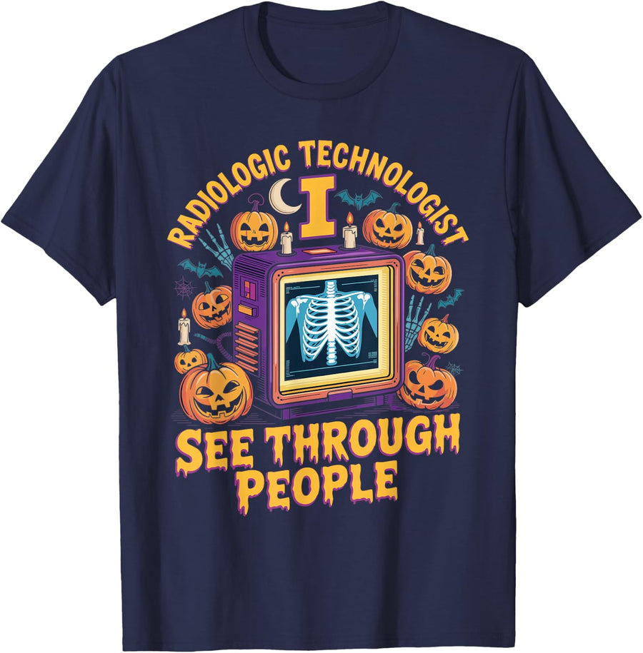 Radiologic Technologist I See Through People Radiology X Ray T-Shirt - Navy Blue
