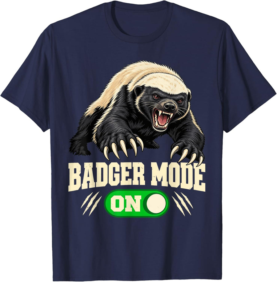 Badger Mode On Roaring Honey Badger T-Shirt - Navy Blue