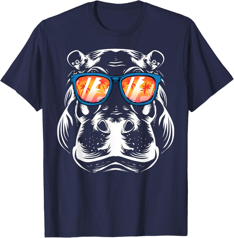 Cool Hippopotamus for Men Women Hippo Zoo Day Animal Lover T-Shirt Small - Navy Blue