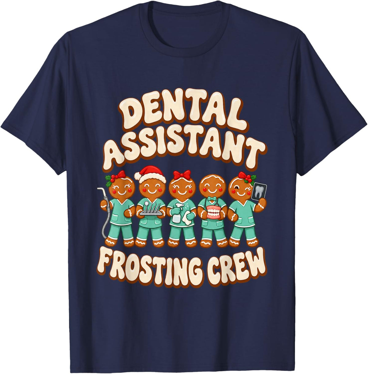 Christmas Dental Assistant Holiday Tree T-Shirt - Navy Blue