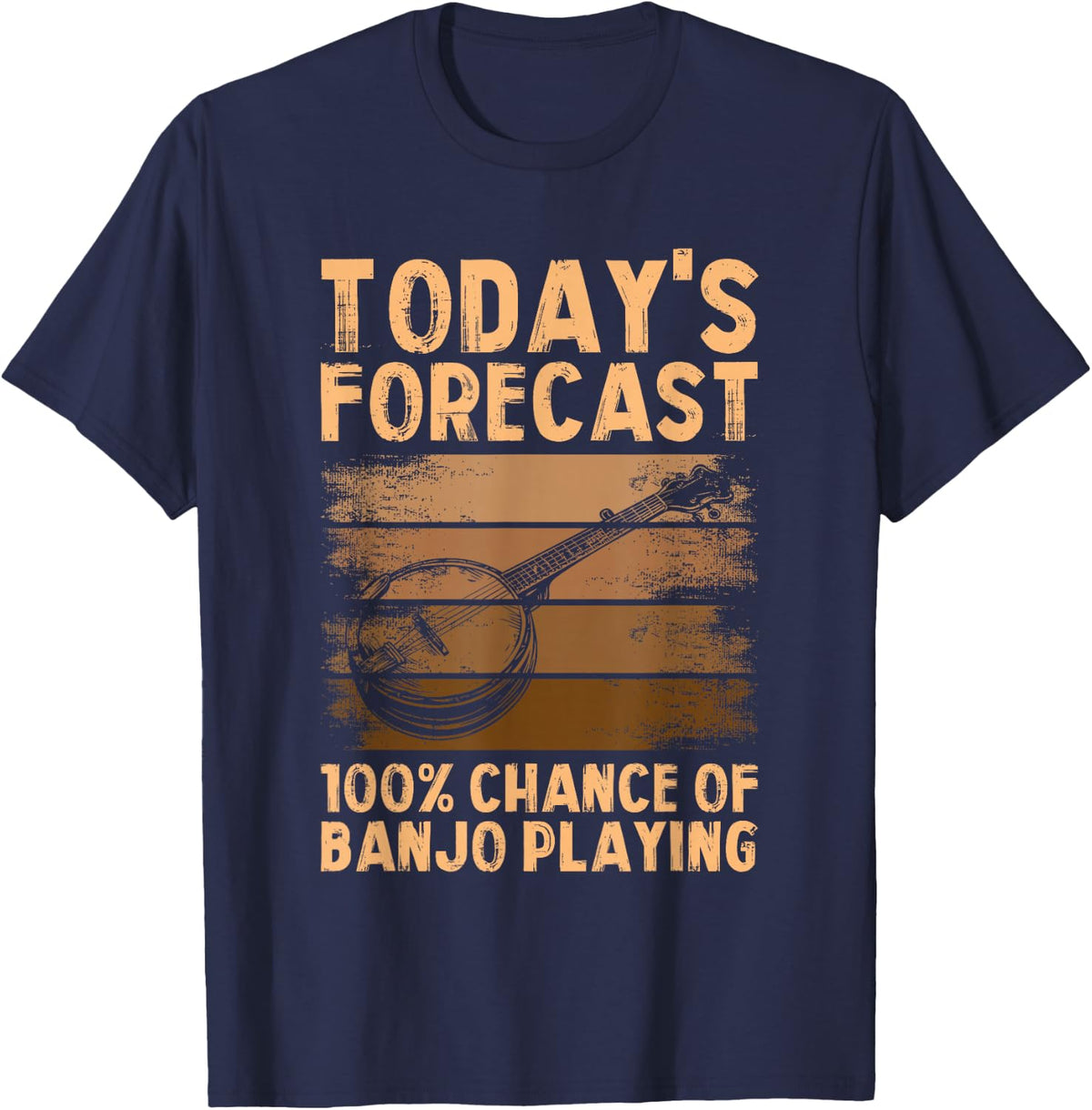 Today's Prediction Banjo Player Retro Country Bluegrass T-Shirt - Navy Blue