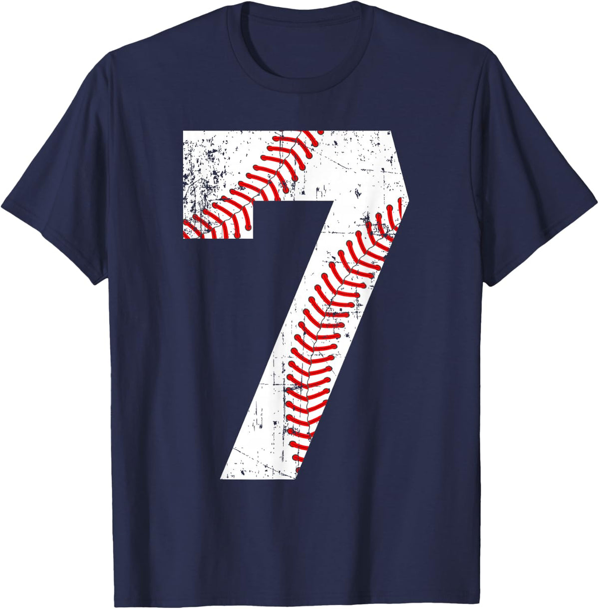 Vintage Baseball 7 Jersey Number T-Shirt - Navy Blue