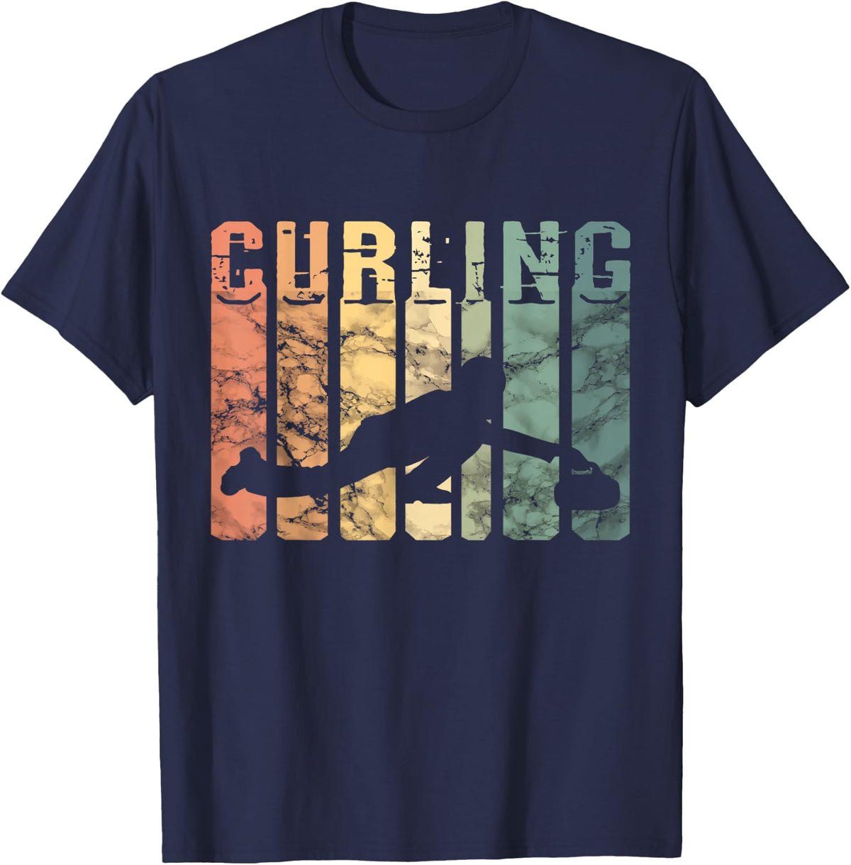 Retro Curling - Ice Sports Winter Sports Curl Gift Curler T-Shirt - Navy Blue