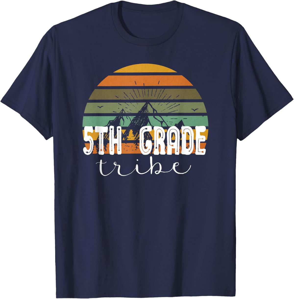 Fifth Grade Tribe Teacher Student Team 5th Grade Retro T-Shirt - Navy Blue
