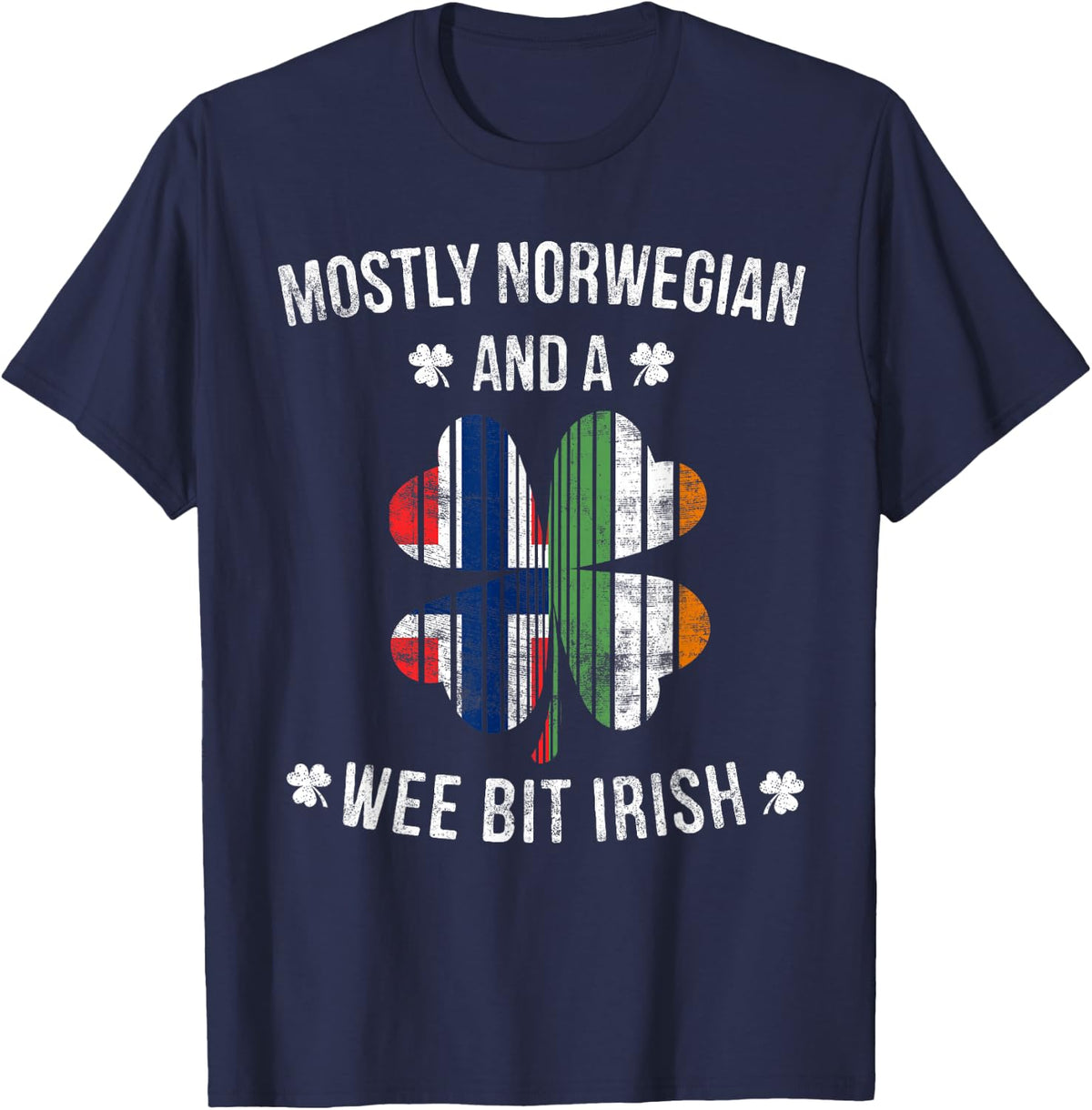 Norwegian Wee Bit Irish Norway St Patricks Day Gift T-Shirt - Navy Blue