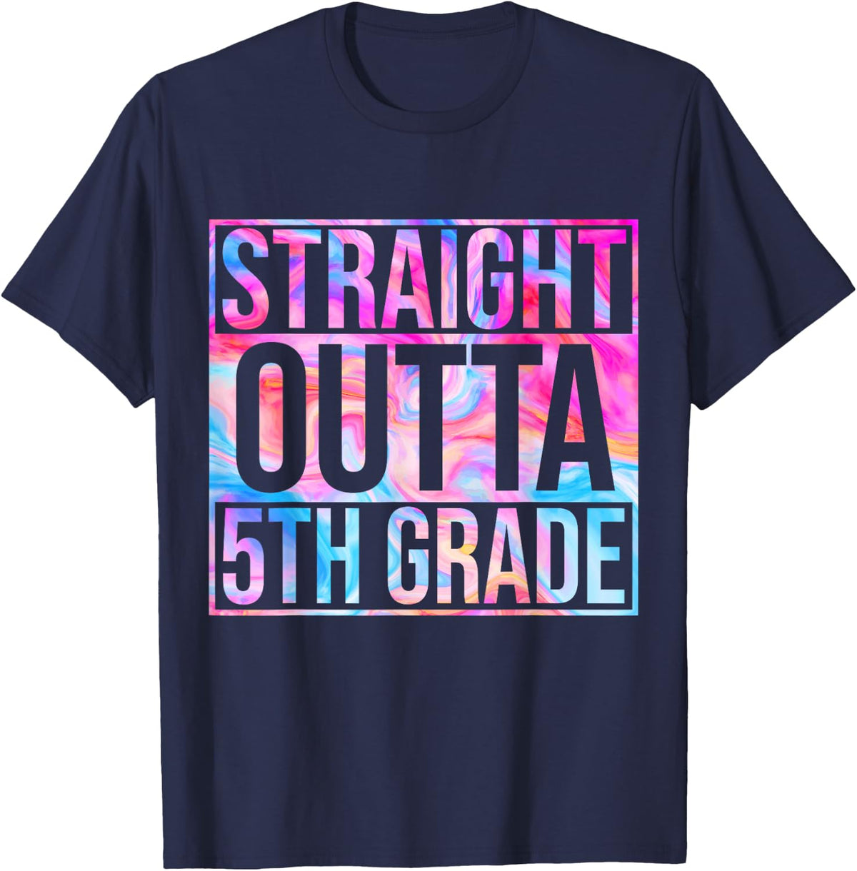 Straight Outta Fifth Grade 5th Grade Back To School T-Shirt - Navy Blue