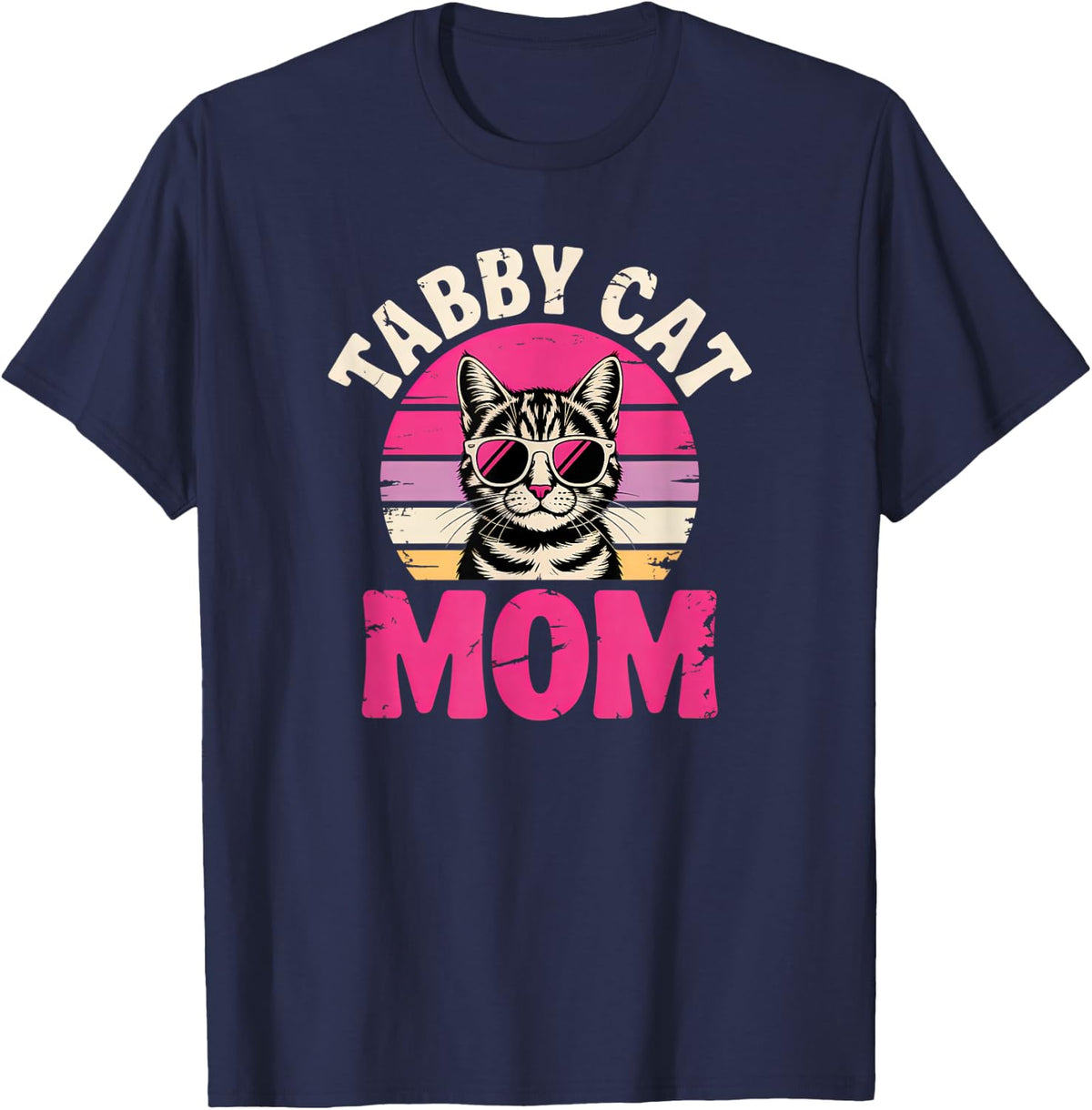 Tabby Cat Mom T-Shirt - Navy Blue