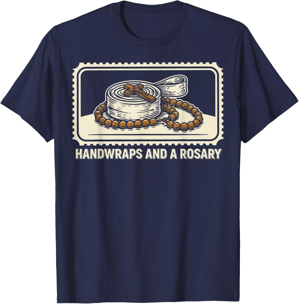 Handwraps and A Rosary Filipino Boxing Faith T-Shirt - Navy Blue