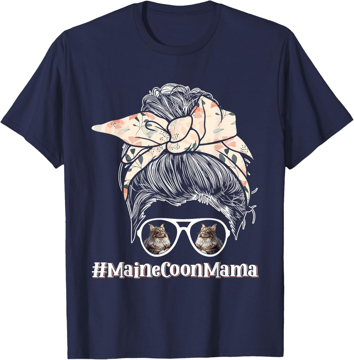 MAINE COON MAMA Maine Coon Cat Owner Main Coon T-Shirt - Navy Blue