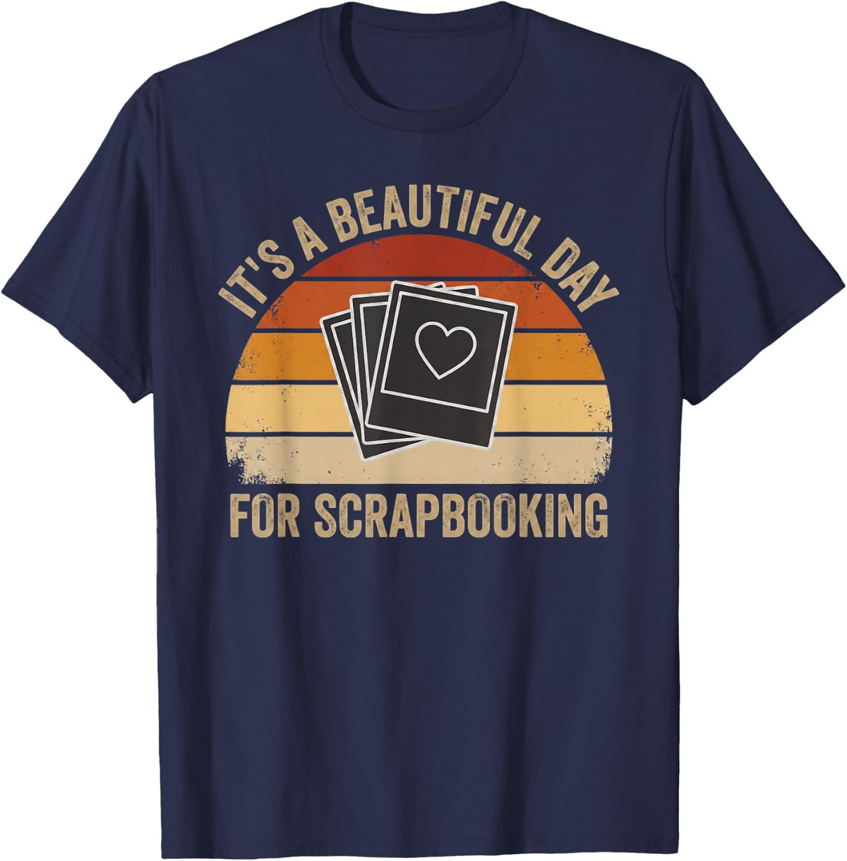 It's A Beautiful Day for Scrapbooking Retro Memory Keeper T-Shirt - Navy Blue