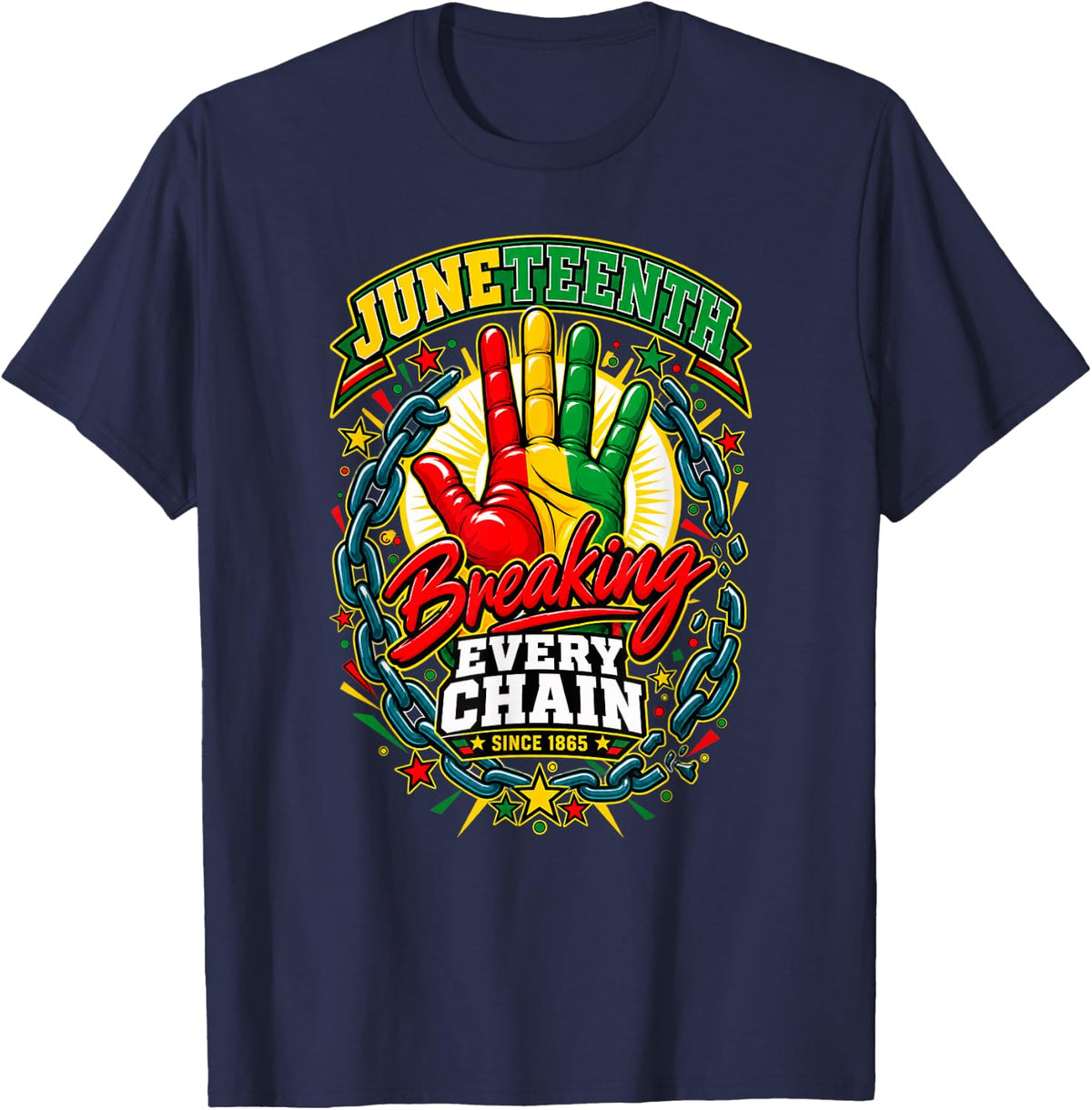 Juneteenth Breaking Every Chain Since 1865 Kids T-Shirt - Navy Blue