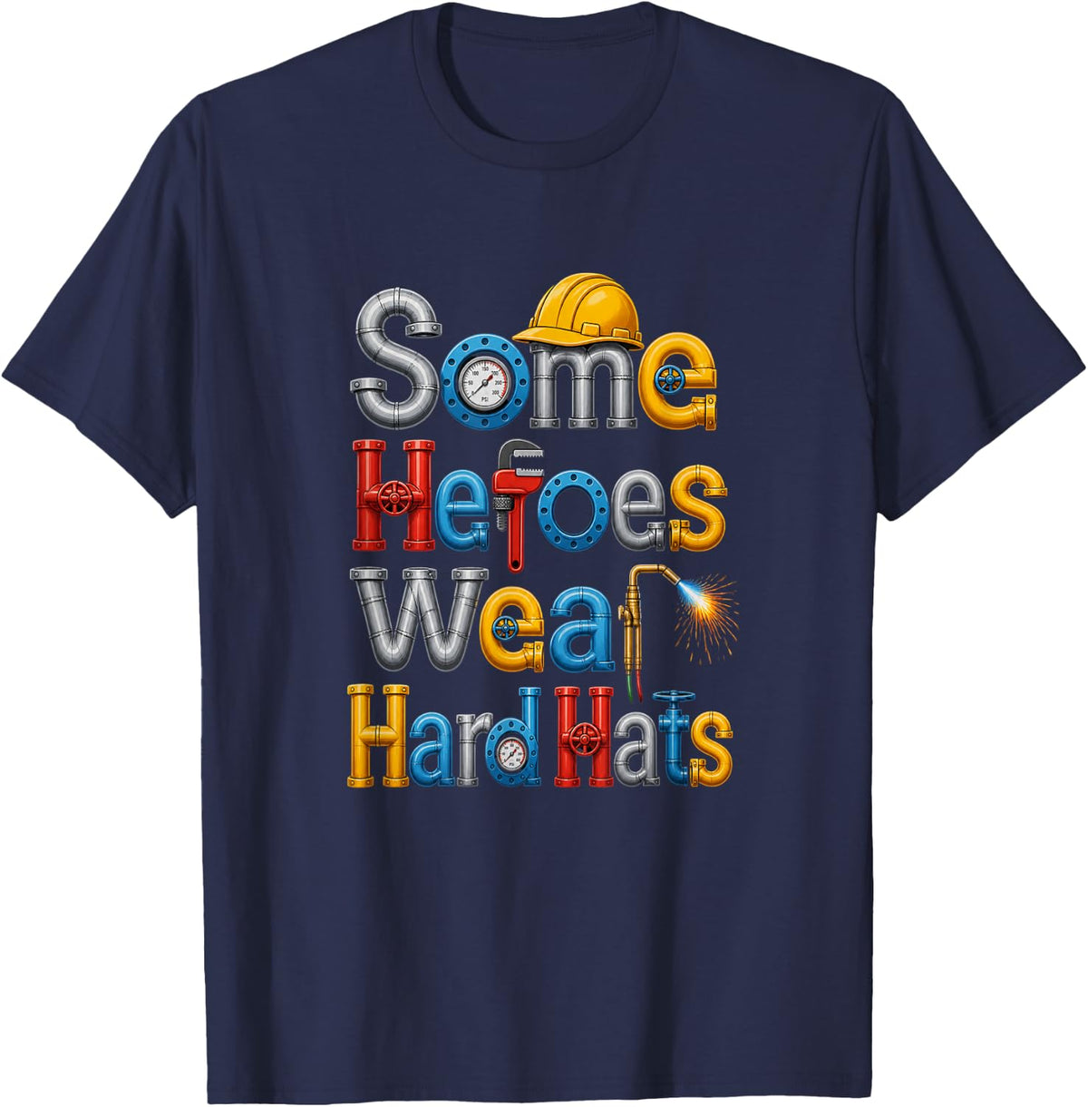 Pipe Fitter Welder Tools Men Pipefitter Pipefitters T-Shirt - Navy Blue